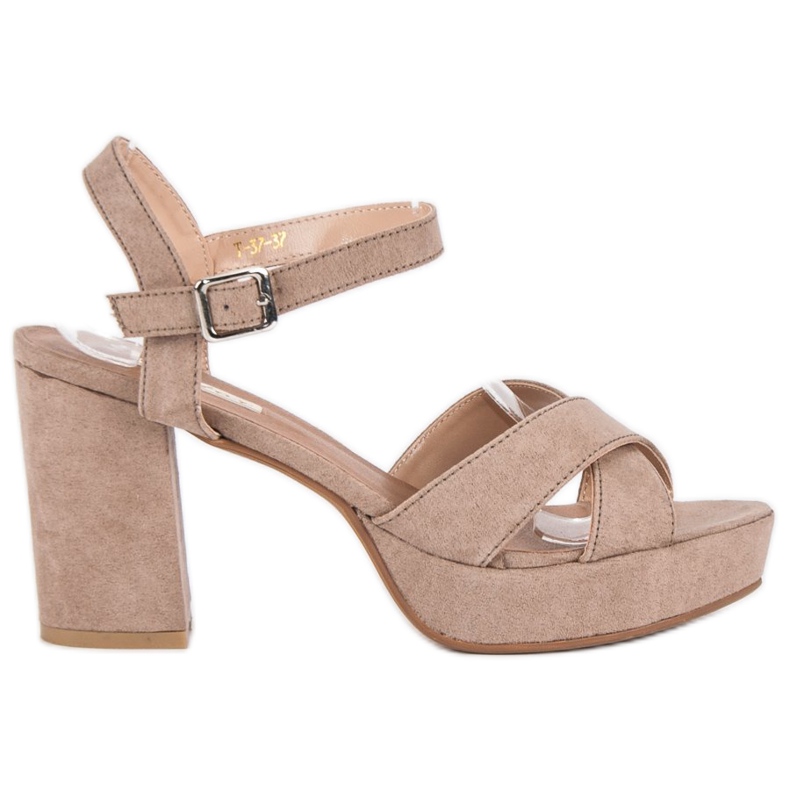 Flyfor High-heeled suede sandals brown