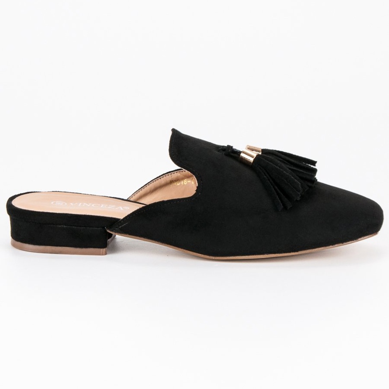Vinceza Black Suede Slippers
