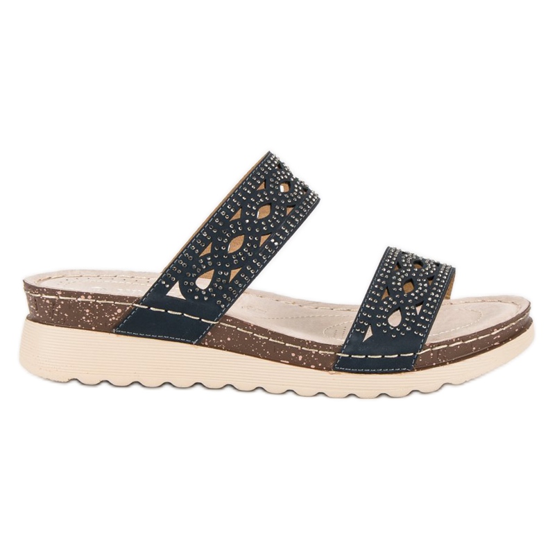 VINCEZA openwork slippers blue