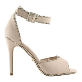 Elegant sandals on a beige NF-24P Beige heel