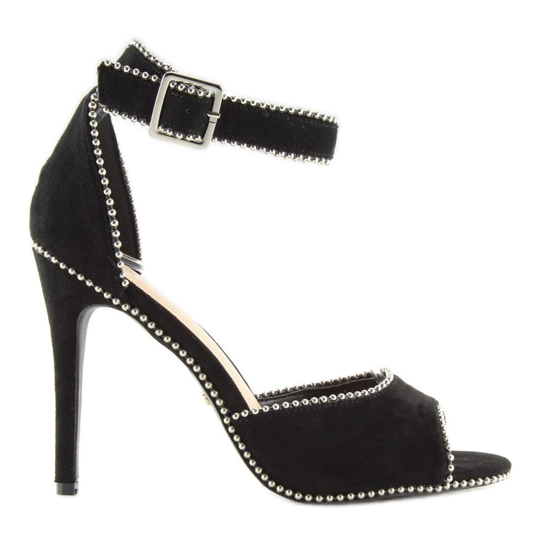 Elegant black sandals on a high heel NF-24P Black
