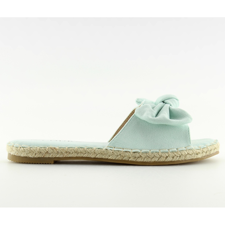 Mint 8758 green slippers with a bow