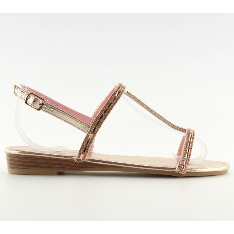 Sandals with pink cubic zirconias 86-C010 Pink