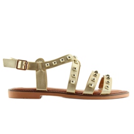 Sandals with gold studs M-520 Gold golden