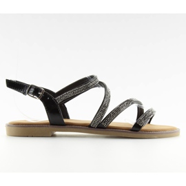 Sandals with black cubic zirconias K952 Black
