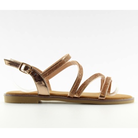 Sandals with pink cubic zirconias K952 Champagne Sandals with pink cubic zirconias K952 Champagne