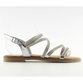 Silver sandals with cubic zirconia K952 silver grey Silver sandals with cubic zirconia K952 silver grey