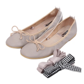 Ballerinas with double ribbon 1193 Gray grey Ballerinas with double ribbon 1193 Gray grey