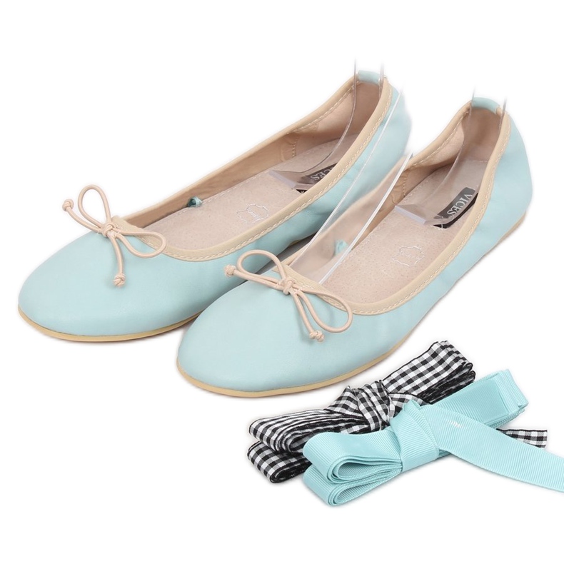 Ballerinas with double ribbon 1193 Blue