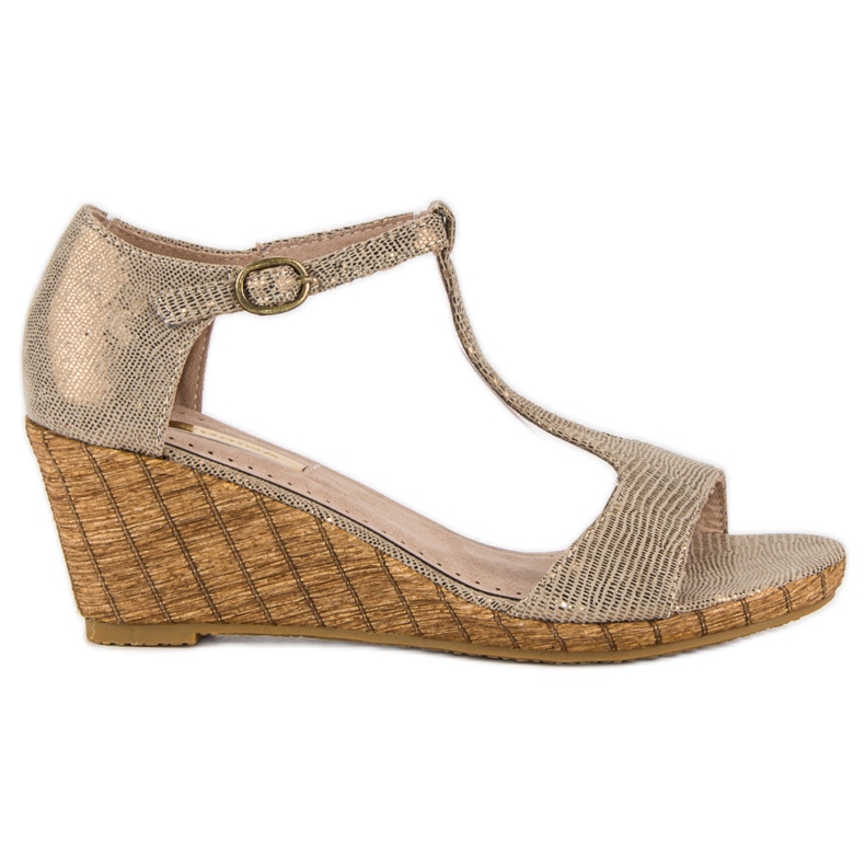 Corina Golden wedge sandals
