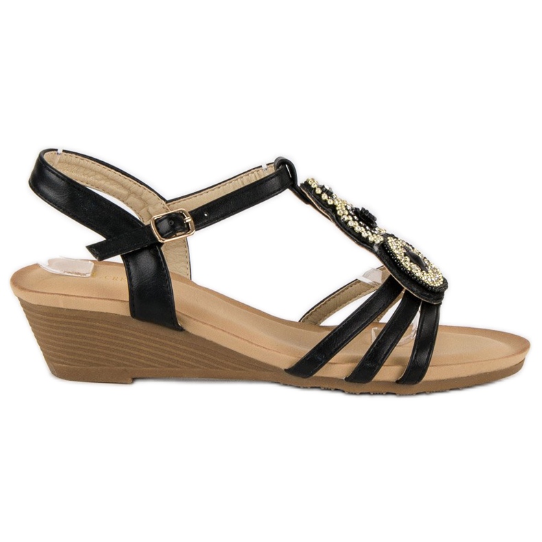 Ch. Creation Elegant sandals on a low wedge heel black