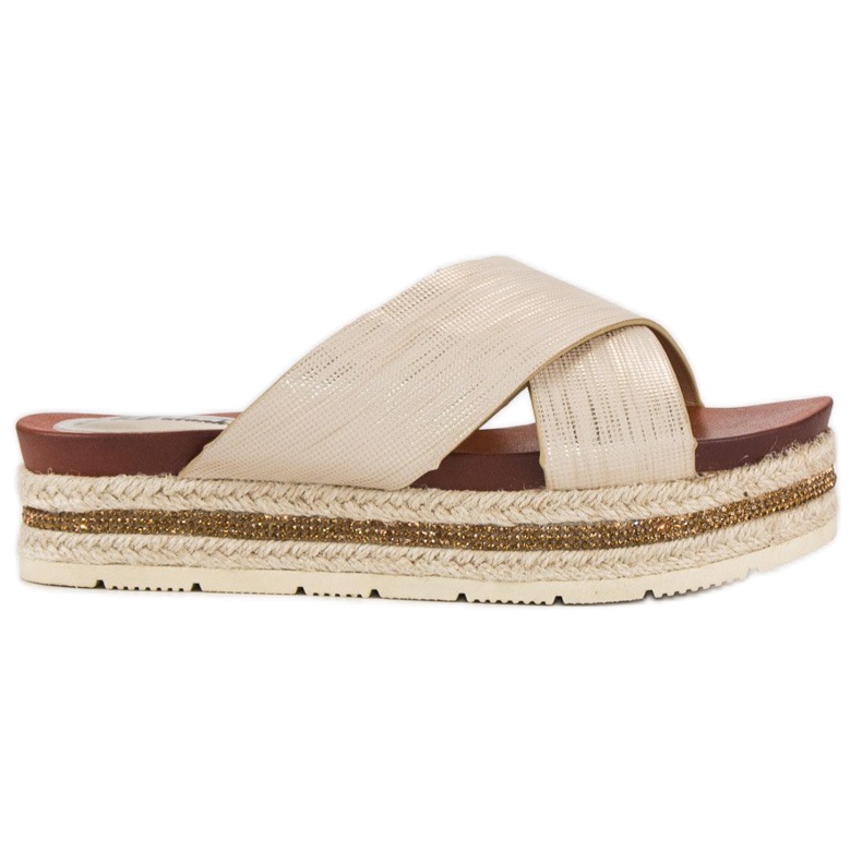 Golden flip-flops espadrilles