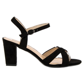 Lovit Suede sandals on a post black Lovit Suede sandals on a post black