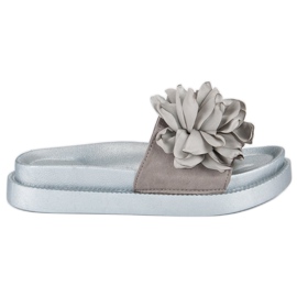 Seastar Flowers women's slippers grey