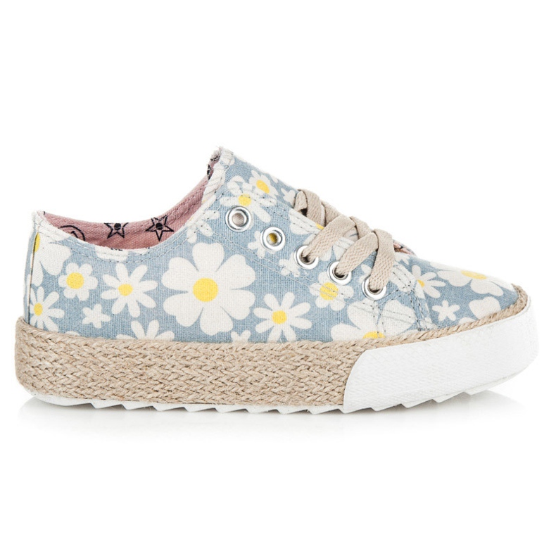 Kylie Sneakers espadrilles in daisies white blue yellow