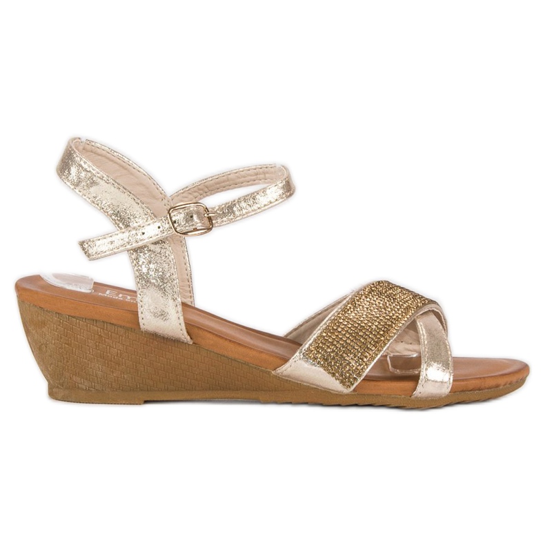 Golden wedge sandals