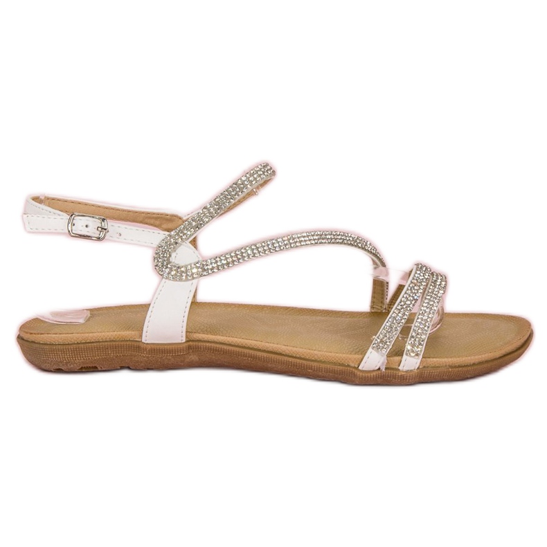 Encor White sandals fastened with a buckle grey