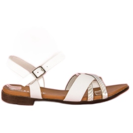 L. Day White flat sandals grey
