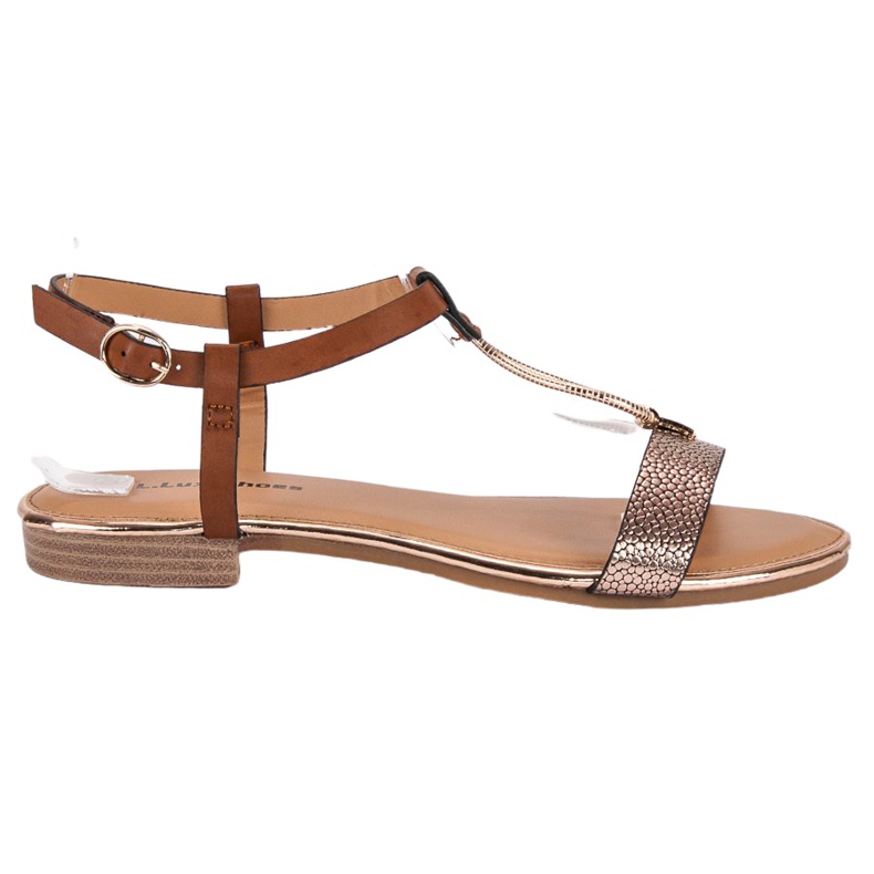L. Lux. Shoes Camel Flat Sandals brown