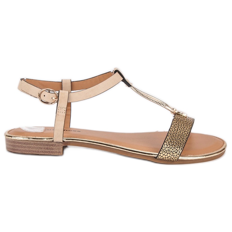 L. Lux. Shoes Beige flat sandals brown yellow L. Lux. Shoes Beige flat sandals brown yellow