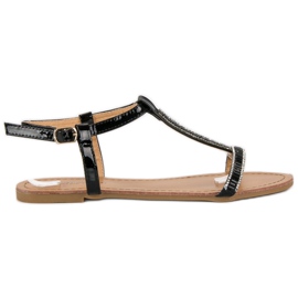 Abloom Lacquered Flat Sandals black Abloom Lacquered Flat Sandals black
