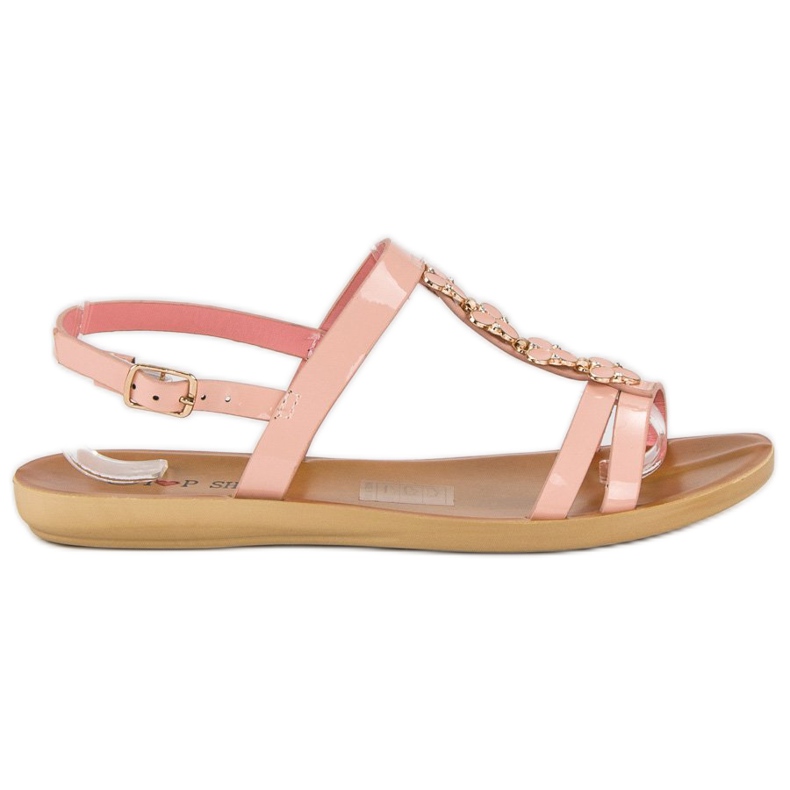 Top Shoes Lacquered Sandals With Buckle pink