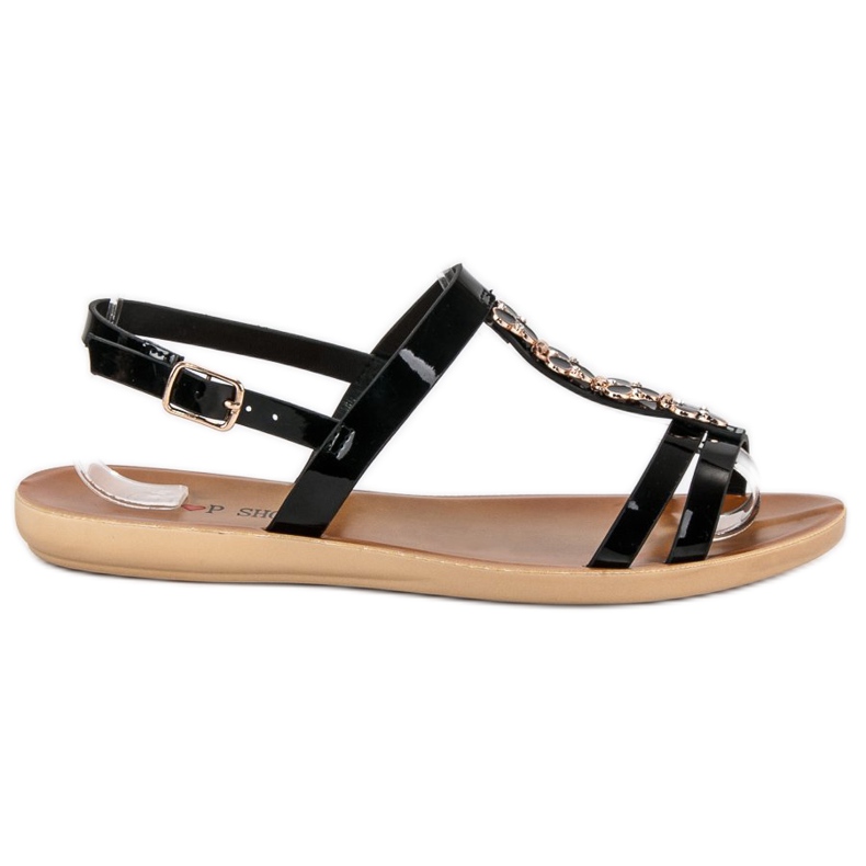 Top Shoes Lacquered Sandals With Buckle black