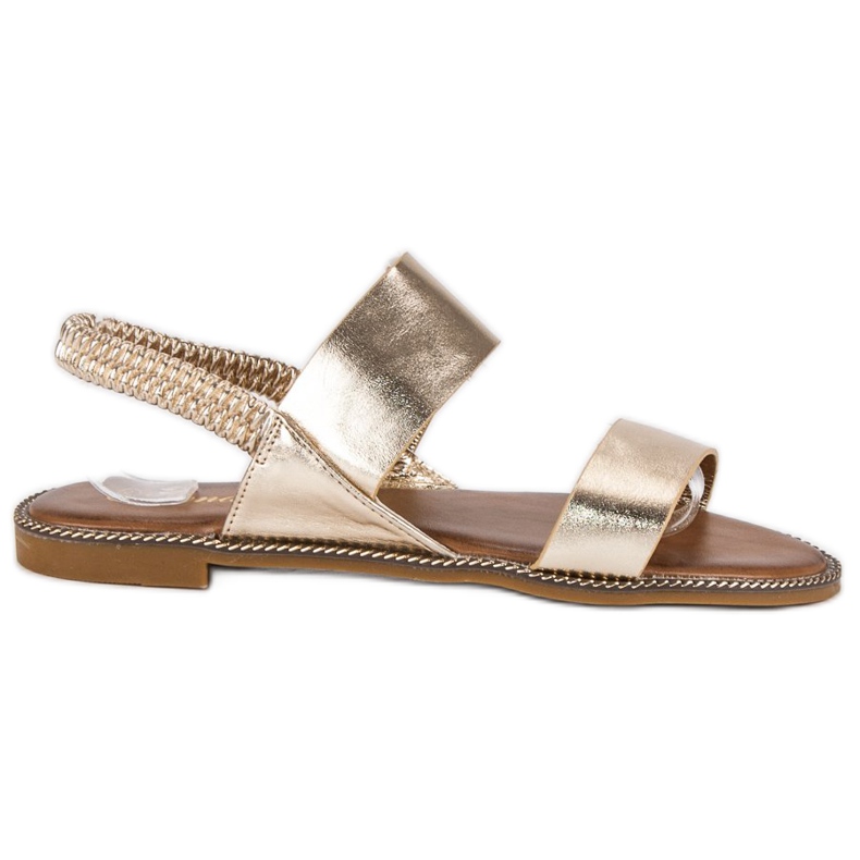 Renda Golden sandals with an elastic band