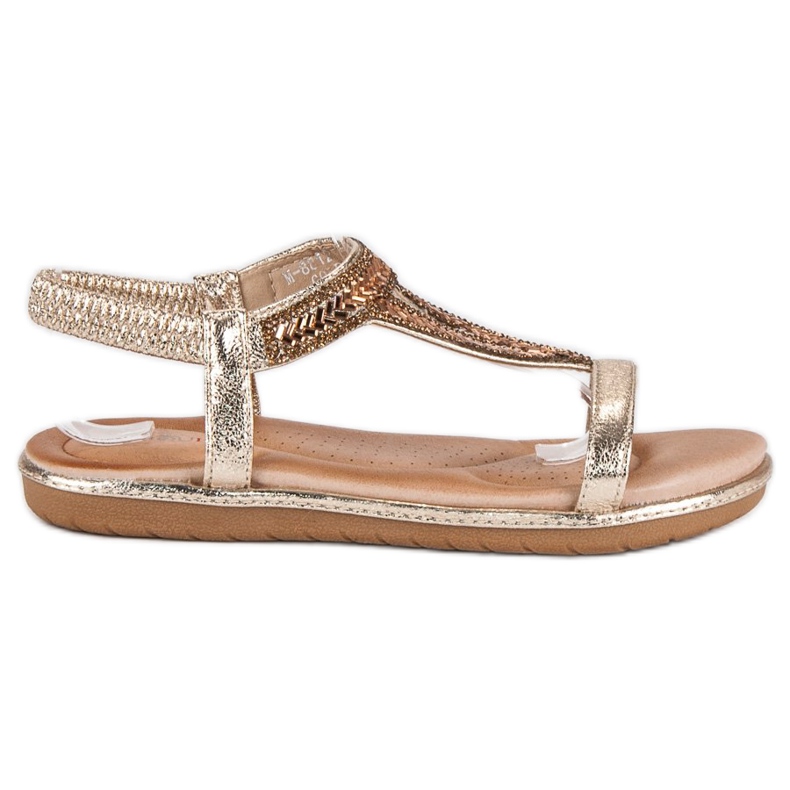 Marquiz Golden flat sandals with an elastic band
