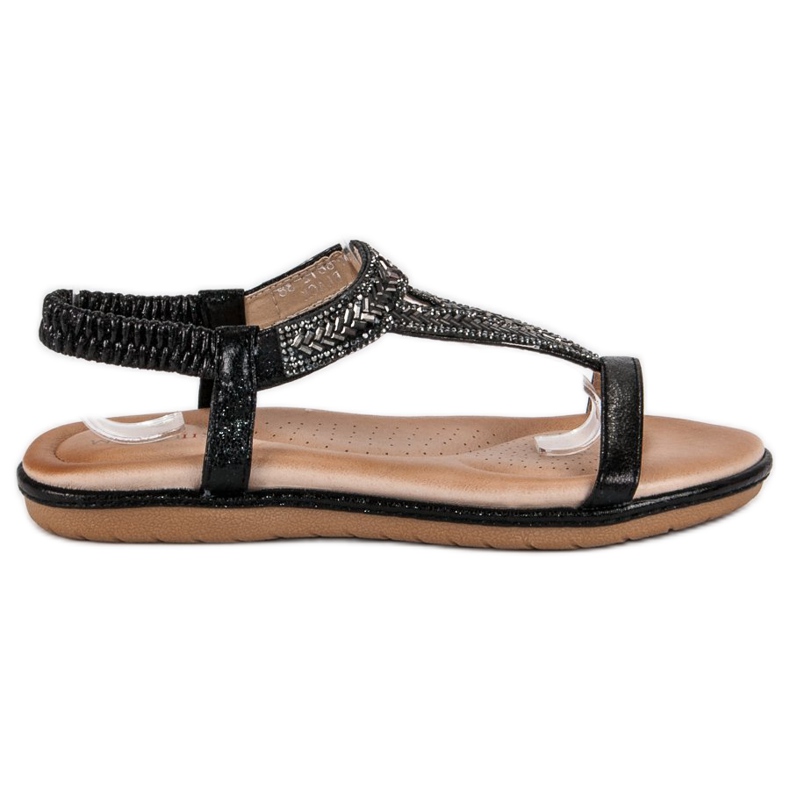 Marquiz Black flat sandals with an elastic band