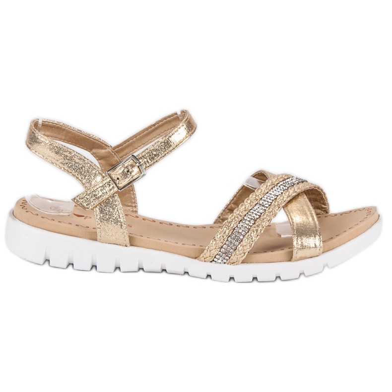 Top Shoes Golden flat sandals