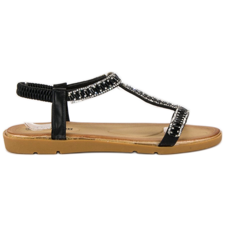 Queen Vivi Black sandals with an elastic band