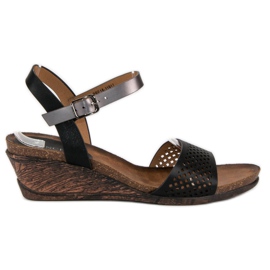 Vinceza wedge sandals black Vinceza wedge sandals black