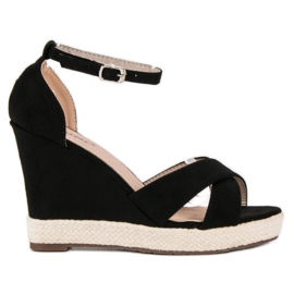 Seastar Suede wedge sandals black