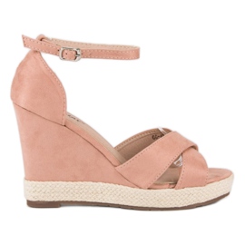 Seastar Suede wedge sandals pink