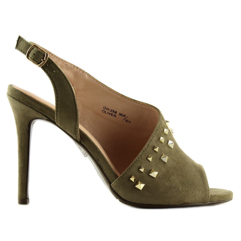 Asymmetrical green high heels GH-268 Olive sandals