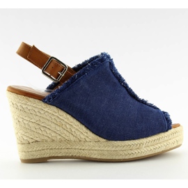 Espadrilles on wedge heels LL153 blue brown navy blue