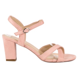 Lovit Suede sandals on a post pink Lovit Suede sandals on a post pink