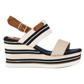 Ribbed wedge sandals brown