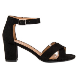 SDS Suede sandals on a post black