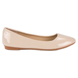 Diamantique Lacquered ballerinas brown