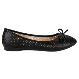 Diamantique Openwork ballerinas black