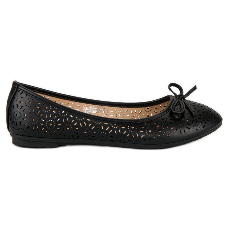 Diamantique Openwork ballerinas black