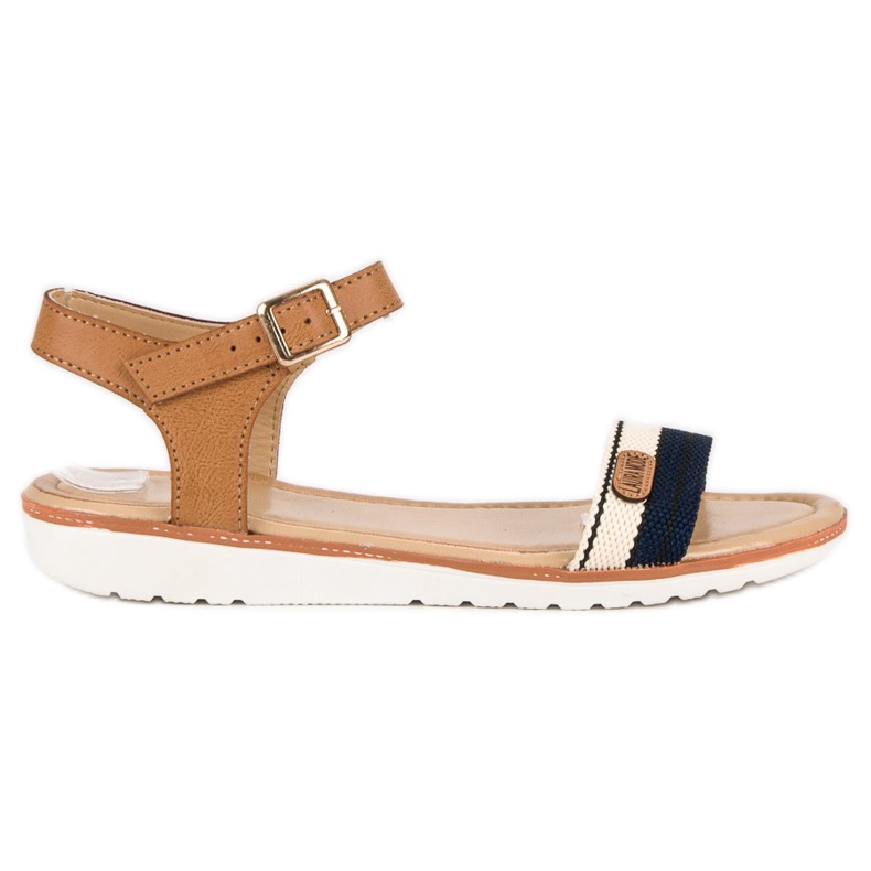 Laura Mode Textile flat sandals brown