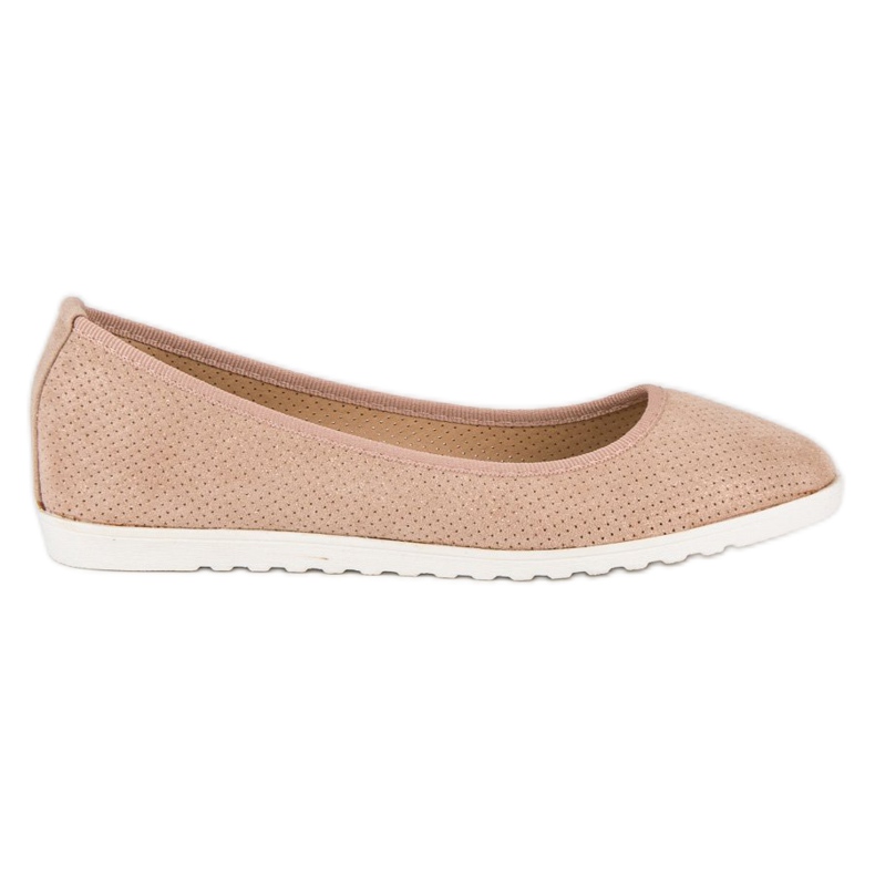 Sun Color Openwork suede ballerinas pink