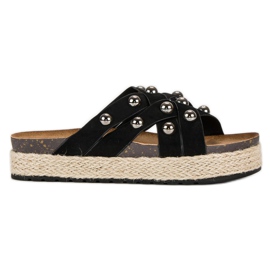 Sergio Todzi Slippers with rhinestones black