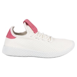White sports shoes pink White sports shoes pink