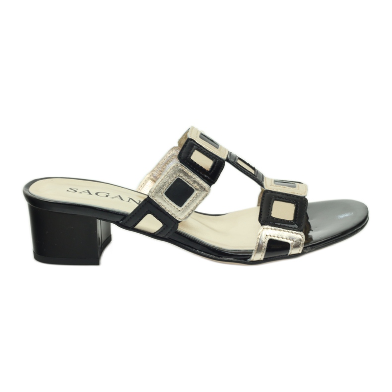 Black and gold Sagan slippers yellow Black and gold Sagan slippers yellow