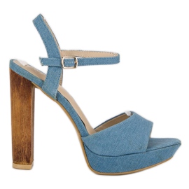R'S High-heeled denim sandals blue R'S High-heeled denim sandals blue