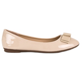 Lacquered ballerinas with a bow brown Lacquered ballerinas with a bow brown